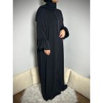 Fermuarlı Tesettür Elbise - Siyah - 3XL