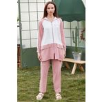 Fermuarlı Tunik Krep Takım - Pembe