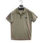 Fermuarlı Yakalı Slim Fit Kısa Kol Erkek Tişört-6818 KREM L