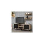 Ferniso Mobilya 138 cm TV Ünitesi Çam ve Mermer Desenli Modern Tasarım Oturma Odası Mobilyası - Antrasit - Siyah
