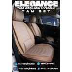 Ferno Full Ortopedik Tüm Araçlara Uyumlu Terletmez Elegance Serisi Deri Oto Koltuk Kılıfı 5li Takım Set - Bej