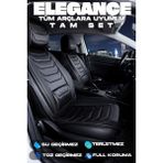Ferno Full Ortopedik Tüm Araçlara Uyumlu Terletmez Elegance Serisi Deri Oto Koltuk Kılıfı 5li Takım Set - Siyah