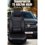 Ferno Transporter Uyumlu Premium Serisi Deri Ortopedik Oto Koltuk Kılıfı 5li Tam Takım Set - TRANSPORTER ÖN 2+1 - Siyah