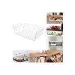 Feronyahome & Garden Paslanmaz Metal Kanguru Raf Altı Sepeti [Beyaz] Kanguru Raf Çelik Sepet Askılı Raf Düzenleyici Sepet