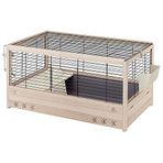 Ferplast Arena 100 FSC ahşap tavşan kafesi, kobay, tavşan evi aksesuarı dahil, 82 x 52 x y 46 cm.