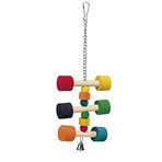 Ferplast Papağan ve Kuş Oyuncağı 3 Tünekli Askılı Oyuncak Zilli ve Zincirli Kafes Aksesuarı Muhabbet Kuşu ve Sultan Papağanı için 11,5cm U 11,5 cm G 31 cm Y PA 4091