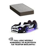 Ferramini Arabalı Yatak Kapıları Açılan Mustang Full Ledli Kumandalı Ve Müzikli + Ortopedik Yatak