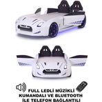 Ferramini Beyaz Arabalı Yatak Kapıları Açılan Gtr Full Ledli Kumandalı Ve Müzikli