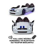 Ferramini Beyaz Arabalı Yatak Kapıları Açılan Mustang Full Ledli Kumandalı Ve Müzikli
