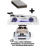 Ferramini Beyaz Arabalı Yatak MST Full Ledli Kumandalı + Ortopedik Yatak
