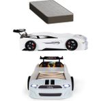 Ferramini Beyaz Arabalı Yatak Sport Mst Işıklı +Ortopedik Yatak - 90 x 190 cm