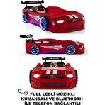 Ferramini Kırmızı Arabalı Yatak Sport Mst Full Ledli Kumandalı ve Müzikli
