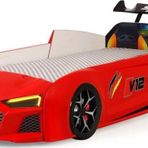 Ferramini Kırmızı Arabalı Yatak V12 Audi Işıklı Full Plastik