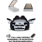 Ferraminii Bazalı Arabalı Yatak Kapıları Açılan Mustang Full Ledli Kumandalı ve Müzikli - Beyaz - Siyah - RENK