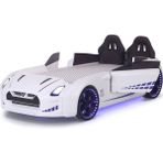 Ferraminii Beyaz Arabalı Yatak Kapıları Açılan Gtr Full Ledli Kumandalı ve Müzikli - 90 x 190 cm
