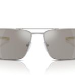 Ferrari Erkek Fz5001 Dikdörtgen Güneş Gözlüğü, Fırçalanmış Gümüş/Gri Aynalı, 60 mm