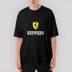 Ferrari İn Italy Oversize Siyah Tişört