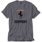 Ferrari Logo Gri Tişört - S