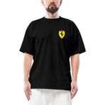 Ferrari Logo Oversize Siyah Tişört - XL