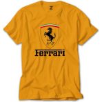 Ferrari Logo Sarı Tişört - 4XL