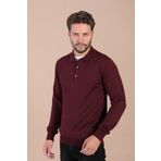 Ferraro 3883 G Bordo Polo Yaka Superfine Yün Erkek Kazak