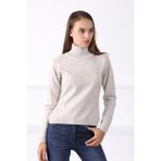 Ferraro A.bej Balıkçı Yaka Kadın Triko Kazak - 2XL