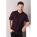 Ferraro Bordo/laci Kuşgözü Desenli Polo Yaka %100 Pamuk Erkek Triko T-shirt