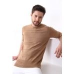 Ferraro Camel Bisiklet Yaka %100 Pamuk Erkek Triko T-shirt