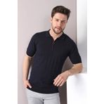 Ferraro Lacivert Fermuarlı Polo Yaka %100 Pamuk Erkek Triko T-Shirt