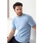Ferraro Mavi Bisiklet Yaka %100 Pamuk Erkek Triko T-shirt