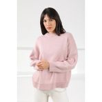 Ferraro Pembe Uzun Kollu Bisiklet Yaka Kaşmirli Oversize Kadın Triko Kazak - XS