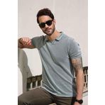 Ferraro Yeşil/ekru Kuşgözü Desenli Polo Yaka %100 Pamuk Erkek Triko T-shirt