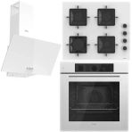 Ferre 60 CM Beyaz Cam Turbolu Ankastre Set (Qbl62Cb - Ss206 -D087)