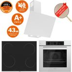 Ferre Aura Vitroseramik Elektrikli Sessiz Beyaz Ankastre Set (D078 - Sa + MS261 + QBL62CB ) - Siyah