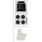 Ferre Beyaz Ankastre Set | QEP63CB 78 Lt 7 Fonksiyonlu Fırın + CS206FA Beyaz Cam Ocak + D078 Silentart Davlumbaz