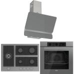Ferre Flowart Bl Modüler Seriisi 3'lü Gri Ankastre Set ( QBL62CPR-BL138-D082 ) - Antrasit