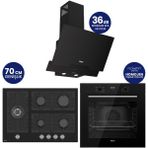 Ferre Flowart Digital 5 Gözlü Siyah Cam Ankastre Set QBL63CS+BL135+D063-SA