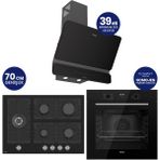 Ferre Flowart Digital 5 Gözlü Siyah Cam Ankastre Set QBL63CS+BL135+D080-SA