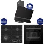 Ferre Flowart Digital Asimetrik Siyah Cam Ankastre Set QBL63CS+NT025-WFA+D080-SA
