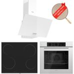 Ferre Flowart Forte Vitroseramik Elektrikli Beyaz Ankastre Set ( D087 + MS261 + QBL62CB ) - Siyah