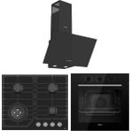 Ferre Flowart Nt Asimetrik Seriisi 3'lü Siyah Ankastre Set ( QBL62CS-NT025-D086 )