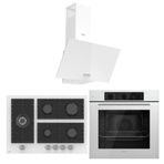 Ferre Flowart QBL62CB - BL136 - D078SA Beyaz 3'lü Cam Ankastre Set