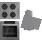 Ferre Flowart Serisi Gri Set (CS208-FA + QBL63CPR +D079 ) - Emaye Izgara / Kademeli Musluk