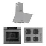 Ferre Flowart Serisi (qbl63cpr-ss208-d088) Ankastre Set Gri