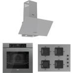 Ferre Flowart Serisi (QBL63CPR-SS208-D088) Gri 60 cm Ankastre Set Modern Mutfak Uyumlu 4 Ocaklı