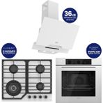 Ferre Flowart Turbolu Asimetrik Silentart Beyaz Cam Ankastre Set QBL62CB - NT026WFA - D064SA