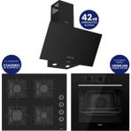 Ferre Flowart Turbolu Siyah Cam Ankastre Set ( Kaymaz Döküm Izgara ) QBL62CS - SC205 - D086SA