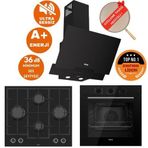 Ferre Flowart&silentart Lıva Sessiz Yeni Seri Siyah Ankastre Set ( D063-SA + QBL62CS + LN385 )