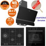 Ferre Flowart&Silentart Sevılla Sessiz Siyah Ankastre Set ( D063-Sa + Qbl62cs + Ed075-Wfa Wok)