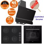 Ferre Flowart&Silentart Vıllareal Sessiz Siyah Ankastre Set (D080-Sa + Qbl62cs +Cs205-Fa Flameart)